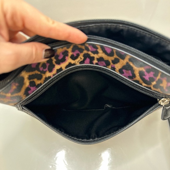 Coach Leopard Print Crossbody Bag - Black and Purple - Picture 7 of 10